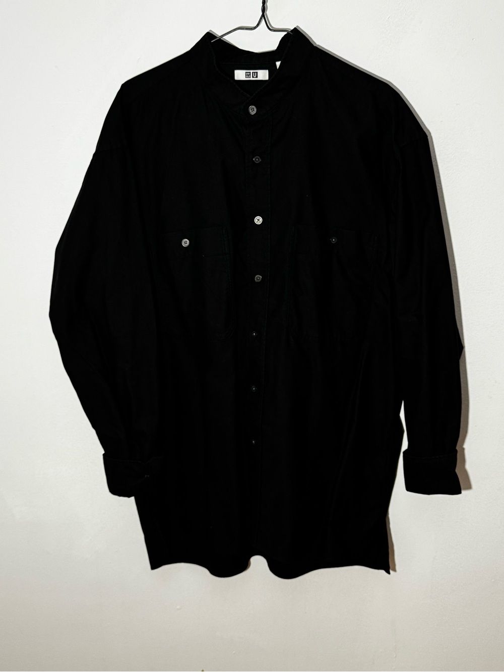 UNIQLO U Men’s Black Oversized Stand Collar Shirt Size M
